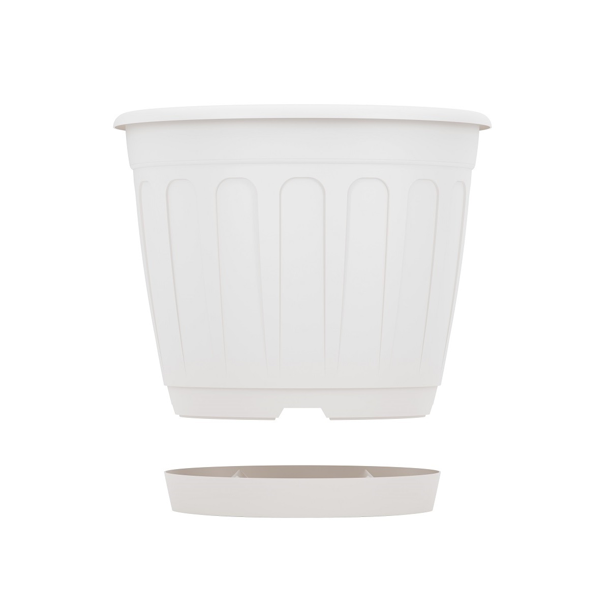 Кашпо пластм. "Дионис" 1,6л d верха 157мм h129мм с поддоном, прикорн.полив Белый М8243 *1/32