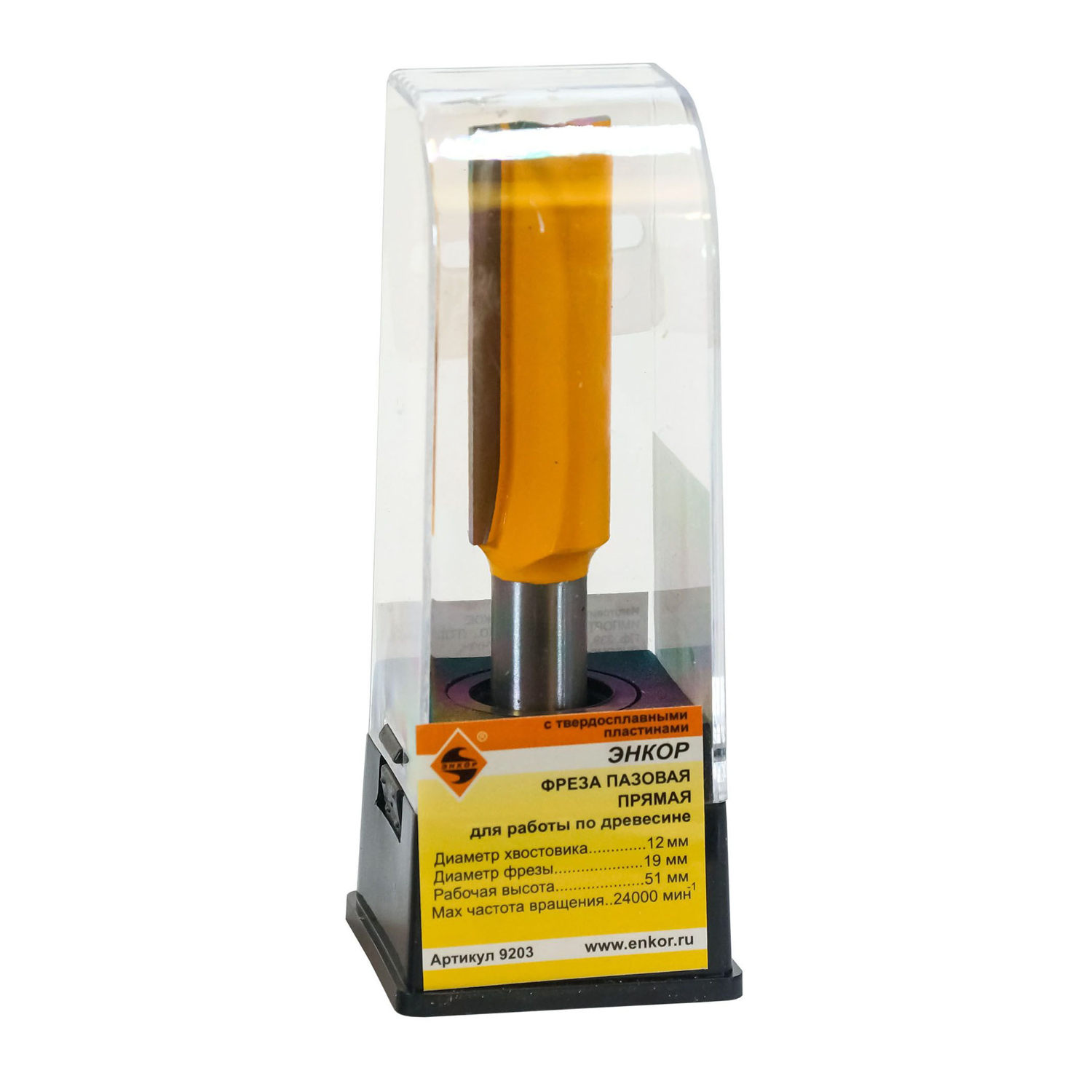 Фреза по дереву пазовая прямая ф19х51 твердосплав ц/хв 12 доп.реж.пластина ЭНКОР бокс