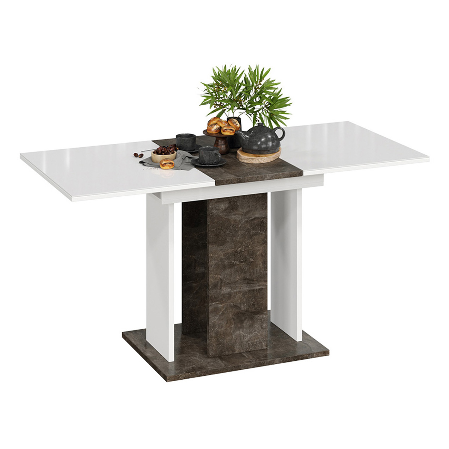 Стол обеденный прямоугольный раздв.Кёльн Тип1 Ателье темный, Белый, Стекло Белый глянец1