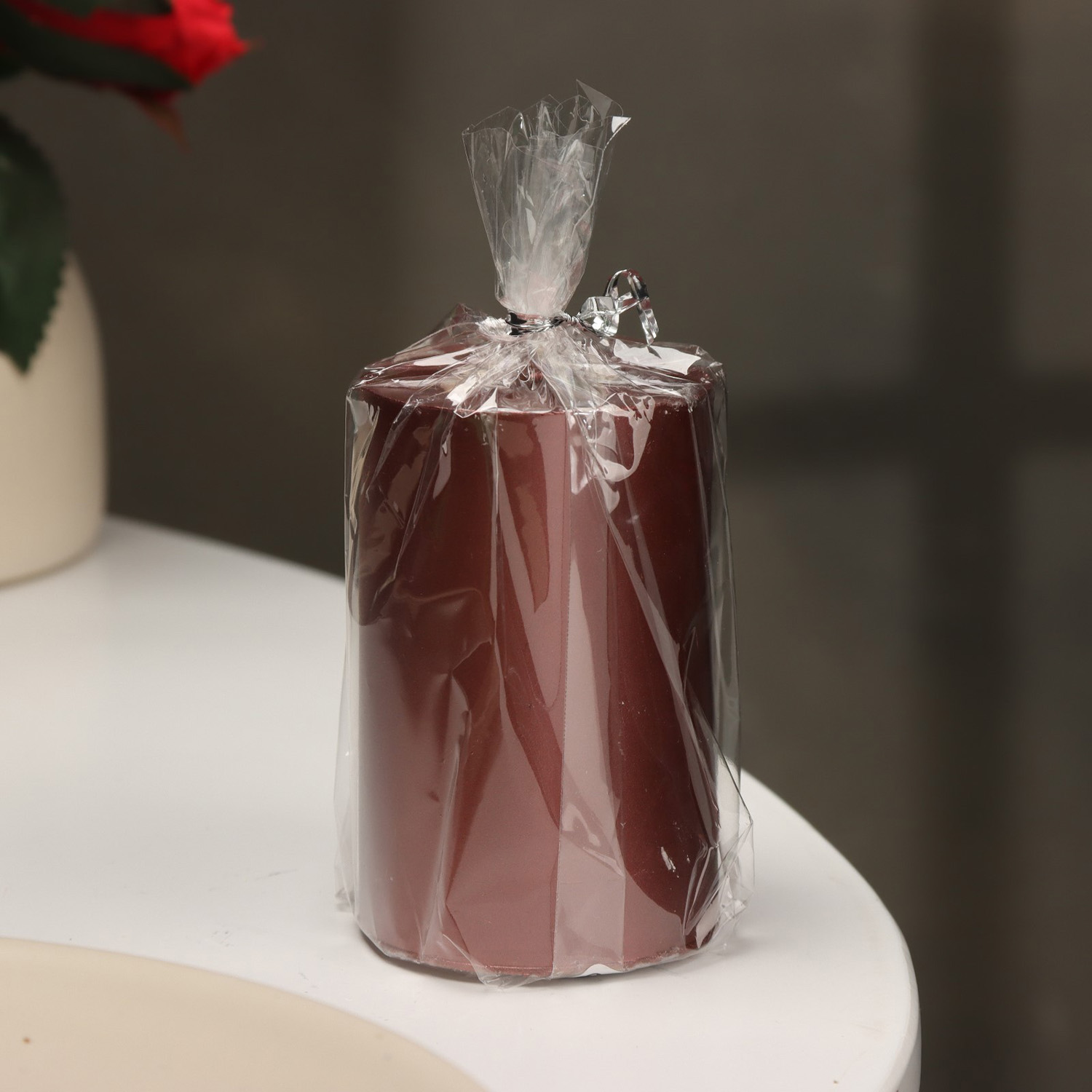 Свеча-цилиндр гладкая, 5х7,5 см, винная, металлик, 6 ч 9889604