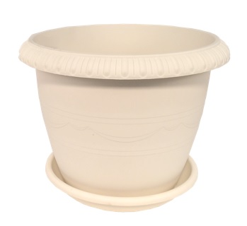 Кашпо пластм. "Lе Jardin" 2.8л, d верха 200мм h160мм с поддоном св. Серый 102-1 (Tek.A.Tek)*1/48