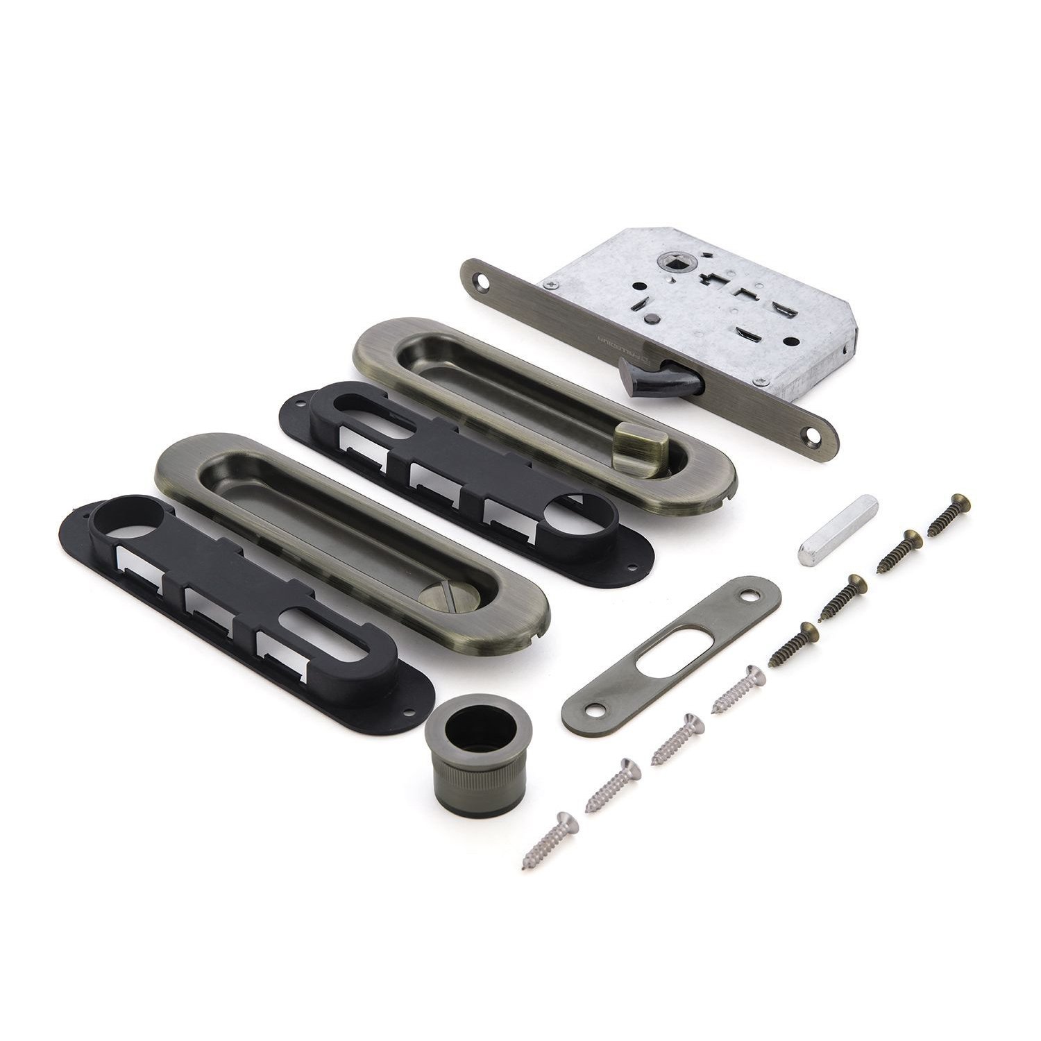 Ручка с замком для раздв. дверей 01BK АВ (овальная ручка) 1/5/50