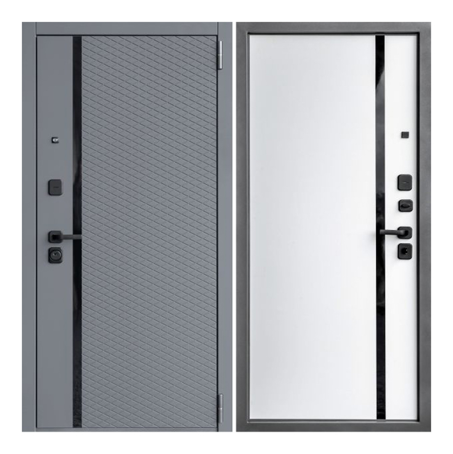 Дверь входная 2050х960х80 мм Дверной континент, левая, графит/белый софт