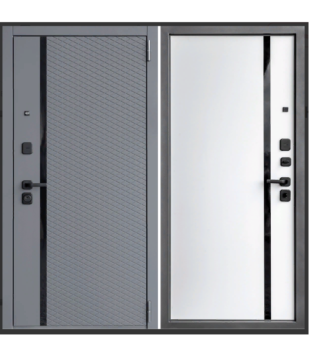 Дверь входная 2050х960х80 мм Дверной континент, левая, графит/белый софт