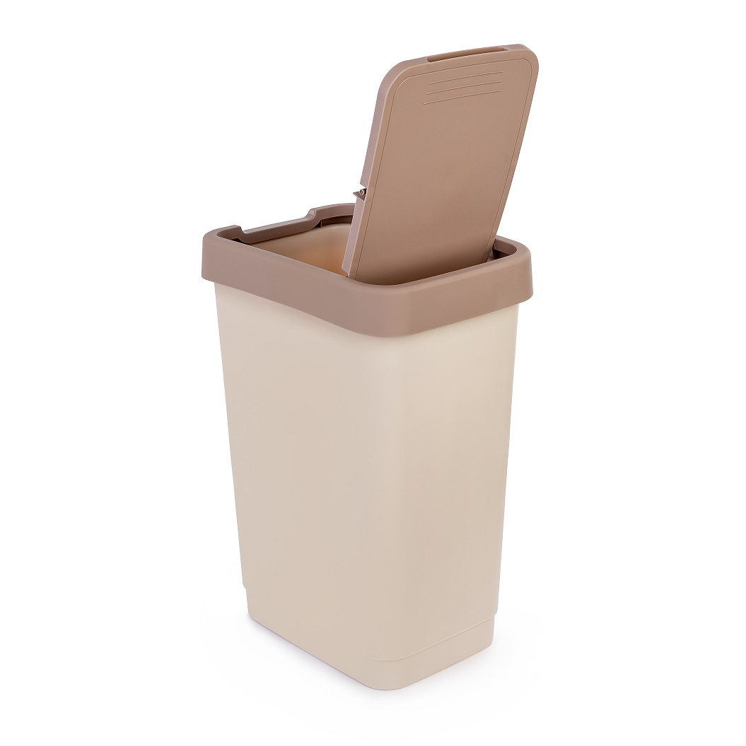 Контейнер д/мусора пластм. с откидной+"плавающей" крышкой 25л Бежевый М8972 ЗПИ "Альтернатива" *1/3