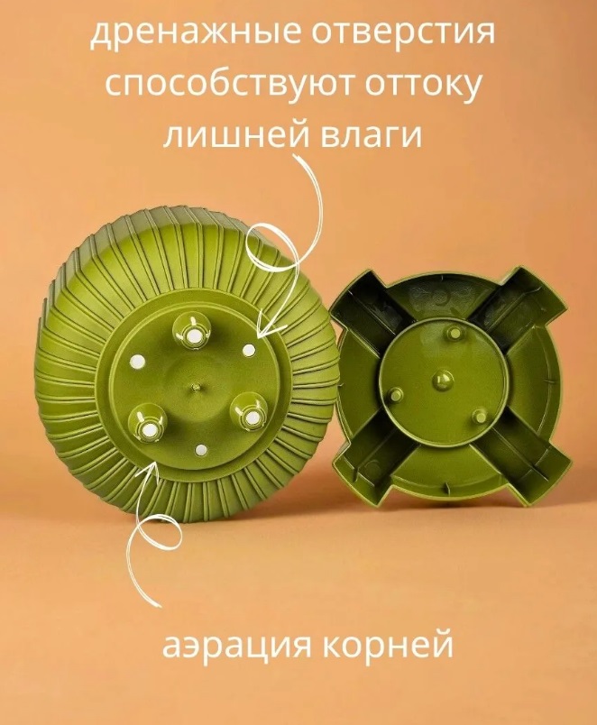 Кашпо пластм. "Торин" 5,2л d верха 205мм h 205мм с поддоном Папоротник 5 0809 PL *1/4