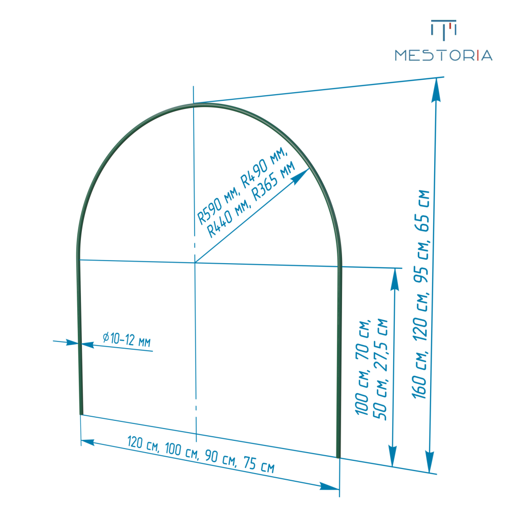 Парниковая дуга металл длина 3 м, d-16мм зеленый 10003910 *10