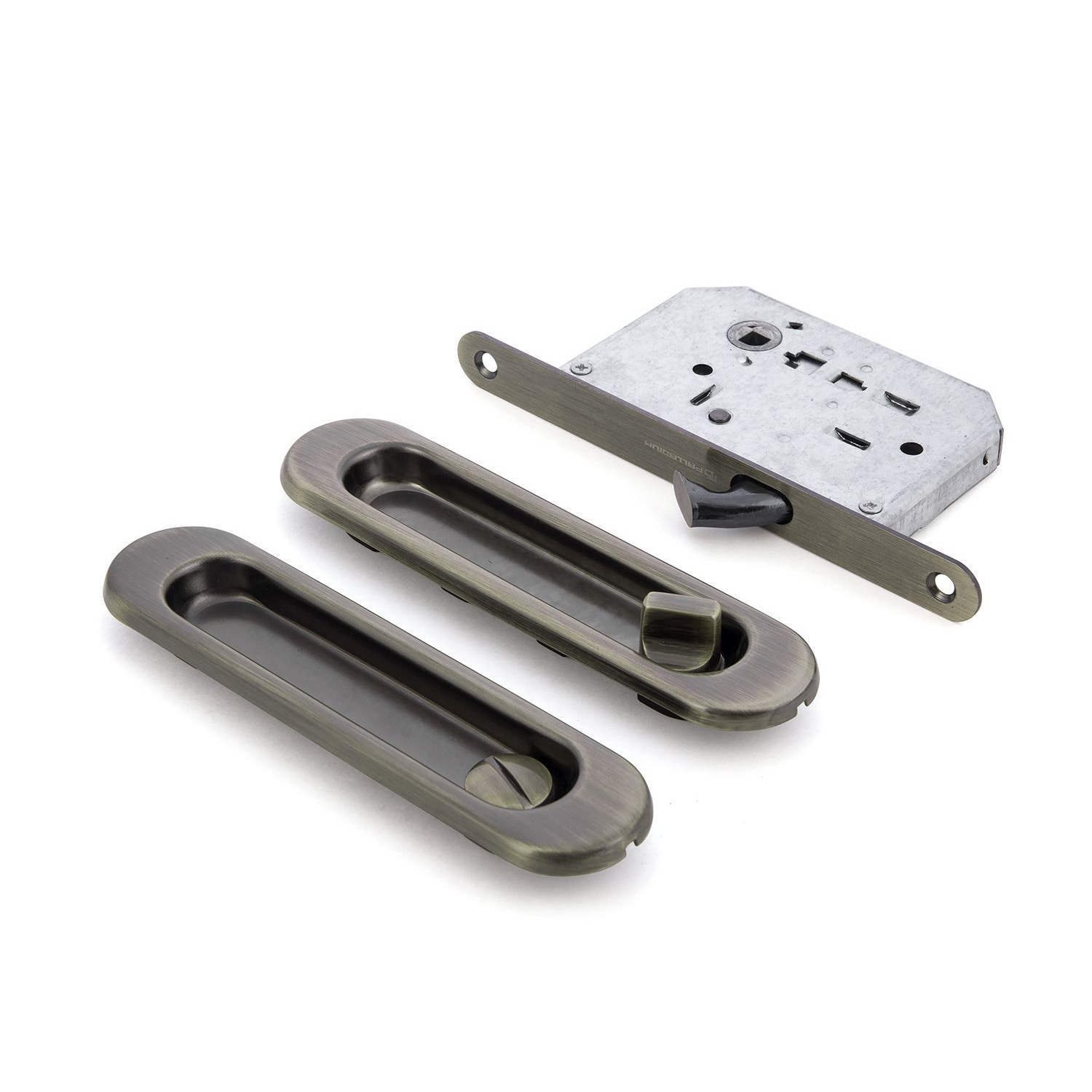 Ручка с замком для раздв. дверей 01BK АВ (овальная ручка) 1/5/50