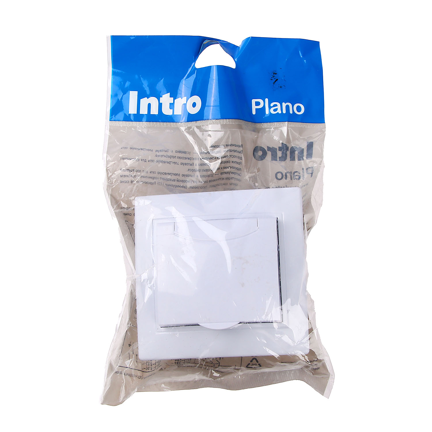 Розетка Intro Plano СП 1-мест. белая зк крышка 2P+E Schuko 16А-250В IP20