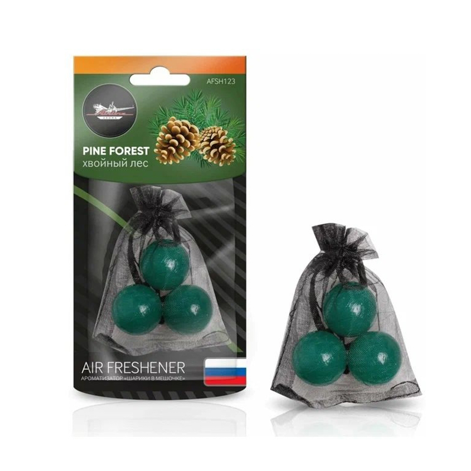 Ароматизатор AIRLINE Шарики в мешочке, хвойный лес AFSH123 6775112 Ароматизатор AIRLINE Шарики в мешочке, хвойный лес AFSH123 6775112