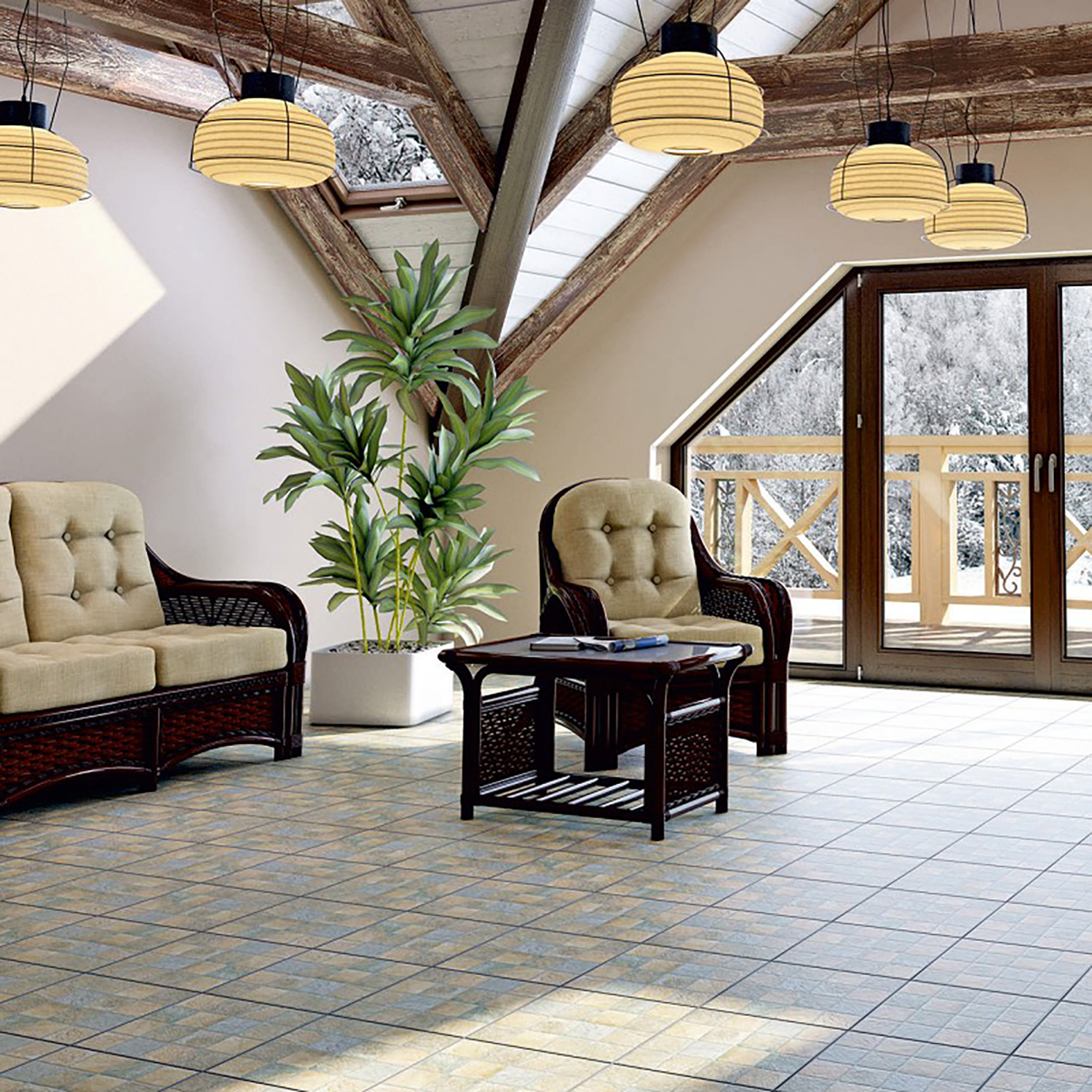 Керамогранит 1.2 м² Beryoza Ceramica Тренто 00070250, 293х293х8 мм, глазурованный, бежевый