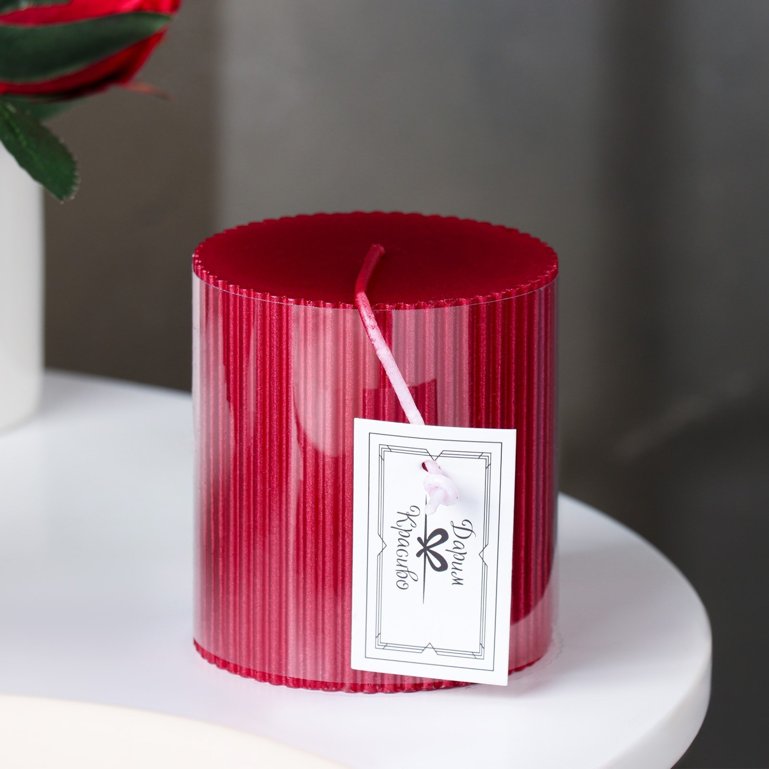 Свеча "Рельеф", 7×7.5см, красный металлик   9814721 Свеча "Рельеф", 7×7.5см, красный металлик   9814721