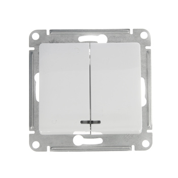 Механизм выключателя "Glossa" 2-кл. белый с подсветкой GSL000153 *1/20