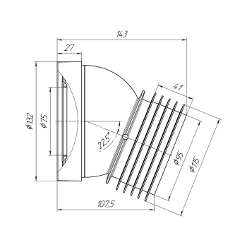 Муфта сливная д/унитаза 22,5 град АНИ короткая W2228 *1/44