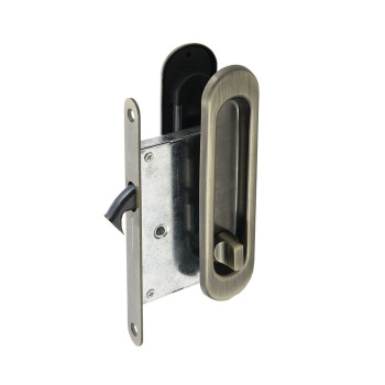 Ручка с замком для раздв. дверей  01BK АВ (овальная ручка) 1/5/50