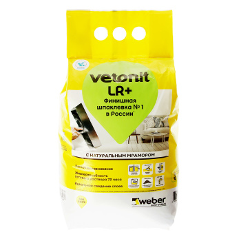 Шпаклевка полимерная Vetonit Weber LR+, финишная, 5 кг, белый Шпаклевка полимерная Vetonit Weber LR+, финишная, 5 кг, белый
