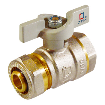 Кран шаровый 20х1/2"(Ø15) цанга/мама бабочка CTM (СТАНДАРТ) CWPF1220 *1/20