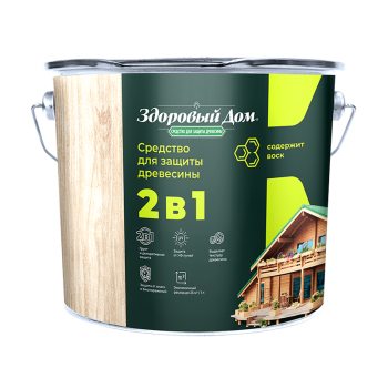 Защитно-декоративное покрытие 2.7 л для древесины Здоровый Дом 2 в 1, бесцветный Защитно-декоративное покрытие 2.7 л для древесины Здоровый Дом 2 в 1, бесцветный