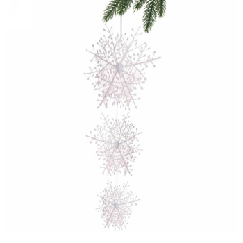 Набор новогодних украшений Серпантин «Снежинки ажурные», диаметр 16-32 см, 3 шт., белый