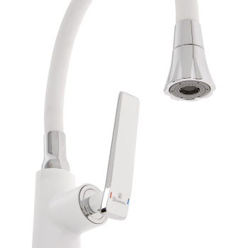 Смеситель для кухни Diadonna D137-41W гибкий излив, белый *1/10