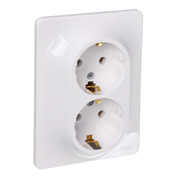Розетка "Glossa" СП 2-мест. белая c/з GSL000124 *1/10/60