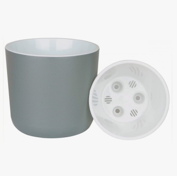 Кашпо пластм. "Лион"  4.2л d верха 190мм h175мм со вставкой Серый муссон ЛИ19-21 *1/8