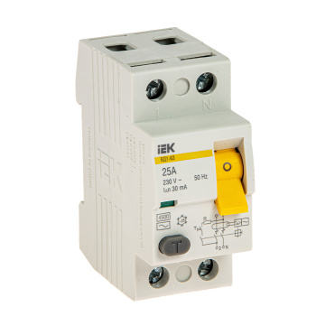 Выключатель дифференциальный с УЗО IEK, 2 полюса, 25 А, 30 мА, тип AC