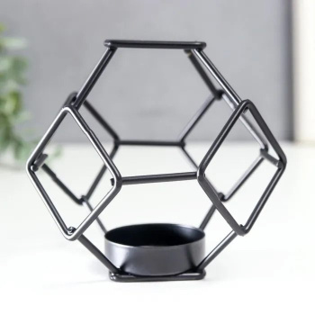 Подсвечник металл на 1 свечу лофт "Грани" чёрный 10х10х9,5 см   7654132