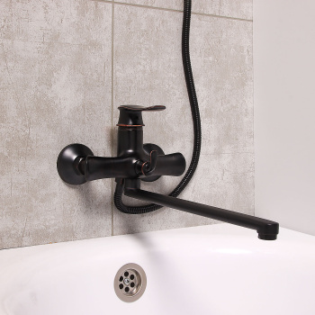Смеситель для ванны "Potato" P22139HG длинный излив (черная бронза) *1/10