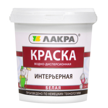 Краска акриловая для стен и потолков 1,3 кг Лакра Белоснежная интерьерная  *12/432 Краска акриловая для стен и потолков 1,3 кг Лакра Белоснежная интерьерная  *12/432