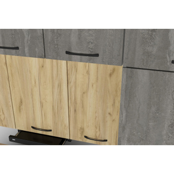 Кухонный гарнитур ГЕРДА Сапфир 2 3 м, дуб золотой / бетон темный