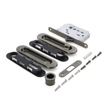 Ручка с замком для раздв. дверей  01BK АВ (овальная ручка) 1/5/50