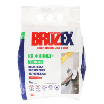 Шпаклевка полимерная BROZEX KR Финиш+ WR 650, 4 кг Шпаклевка полимерная BROZEX KR Финиш+ WR 650, 4 кг