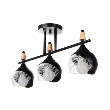 Светильник потолочный N6418/3 BK+WOOD 3*40W E27 220V (l-560; w-120; h-270) S=12м2 VERNER LIGHTING *1