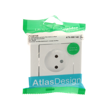 Розетка "ATLAS DESIGN" СП 1-мест. белая б/з в сборе 16А SchE ATN000140*1/15