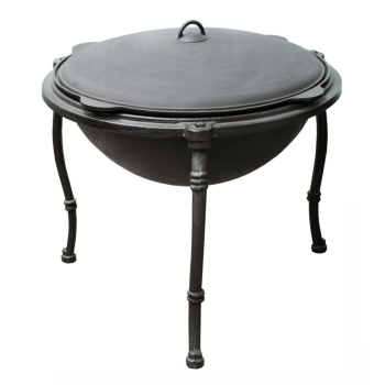 яяяКазан чугунный 12,0л с Крышкой d верха 400мм+ ПОДСТАВКА (12,0-КАл-П) арт.912 (Балезино) *1