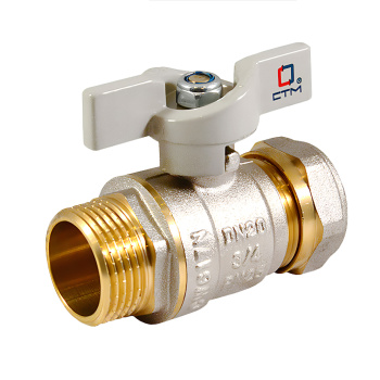 Кран шаровый 16х1/2"(Ø15) цанга/папа бабочка CTM (СТАНДАРТ) CWPM1216 *1/15/200