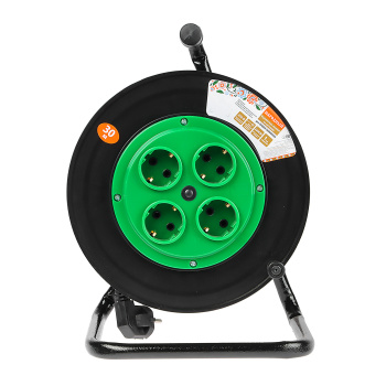 Удлинитель силовой TDM ELECRTIC Народный, 4 розетки, 30 м, на катушке, ПВС, 3х0,75, 2200 Вт, заземление