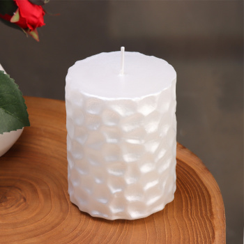 Свеча - цилиндр "ICEBERG", 8х6,5 см, белый перламутр 6930728