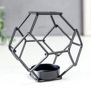 Подсвечник металл на 1 свечу лофт "Грани" чёрный 10х10х9,5 см   7654132