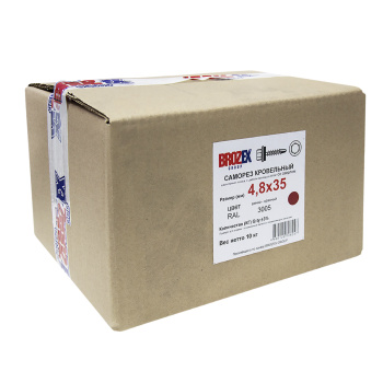 Саморезы кровельные BROZEX 4,8*35 RAL3005 (винно-красный) (10кг) промтара *10