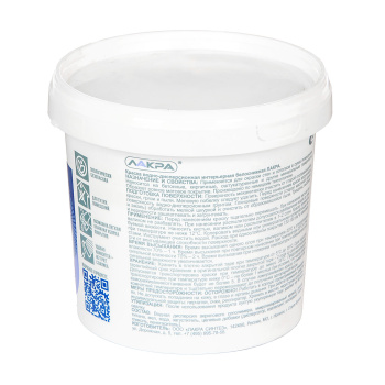 Краска акриловая для стен и потолков 1,3 кг Лакра Белоснежная интерьерная  *12/432 Краска акриловая для стен и потолков 1,3 кг Лакра Белоснежная интерьерная  *12/432