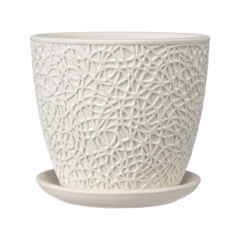 Кашпо бетон "Бутон" "Паутинка" 4л d верха 206мм h182мм с поддоном Белый №4 КБ-Б4-178-03 *4 Кашпо бетон "Бутон" "Паутинка" 4л d верха 206мм h182мм с поддоном Белый №4 КБ-Б4-178-03 *4