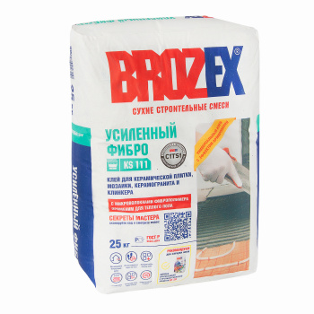 Клей для плитки 25 кг BROZEX Усиленный Фибро KS 111, С1 Т S1