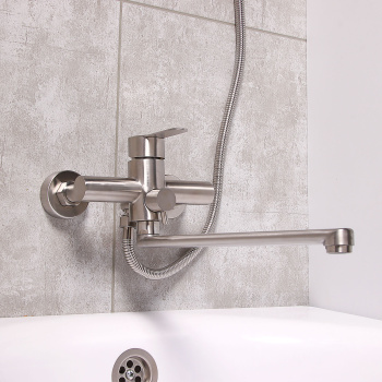 Смеситель универсальный "Potato" плоский излив с переключ. душа, нерж. сталь P22303S  *1/10