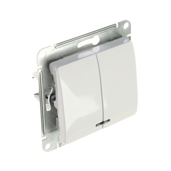 Механизм выключателя "Glossa" 2-кл. белый с подсветкой GSL000153 *1/20