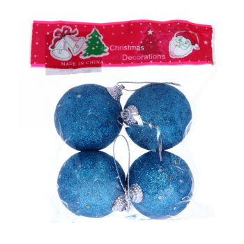 Новогодние шары 5 см "Посыпка из блёсток" набор 4 шт, синий