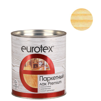 Лак алкидно-уретановый Eurotex Premium, 2.5 л, паркетный, глянцевый Лак алкидно-уретановый Eurotex Premium, 2.5 л, паркетный, глянцевый