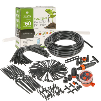ПОЛИВ Капельный от емкости  60 растений автомат/таймер "ЖУК"  *1/2