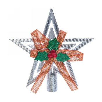 Звезда на елку Серпантин «Классика», с бантом, 9.5 см, серебро